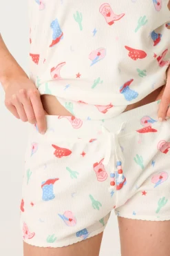 P.J. Salvage Bottoms | Peachy>American Honey Cowboy Print Shorts