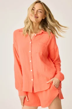 P.J. Salvage Tops | Cotton>Copacabana Long Sleeve Button-Down Top