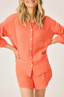 P.J. Salvage Tops | Cotton>Copacabana Long Sleeve Button-Down Top