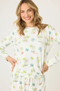 P.J. Salvage Tops | Coffee & Cocktails>Limes & Sunshine Long Sleeve Top