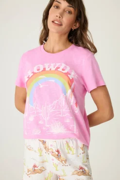 P.J. Salvage Pj Sets | Pj Sets>Playful Prints Western T-shirt & Short Set