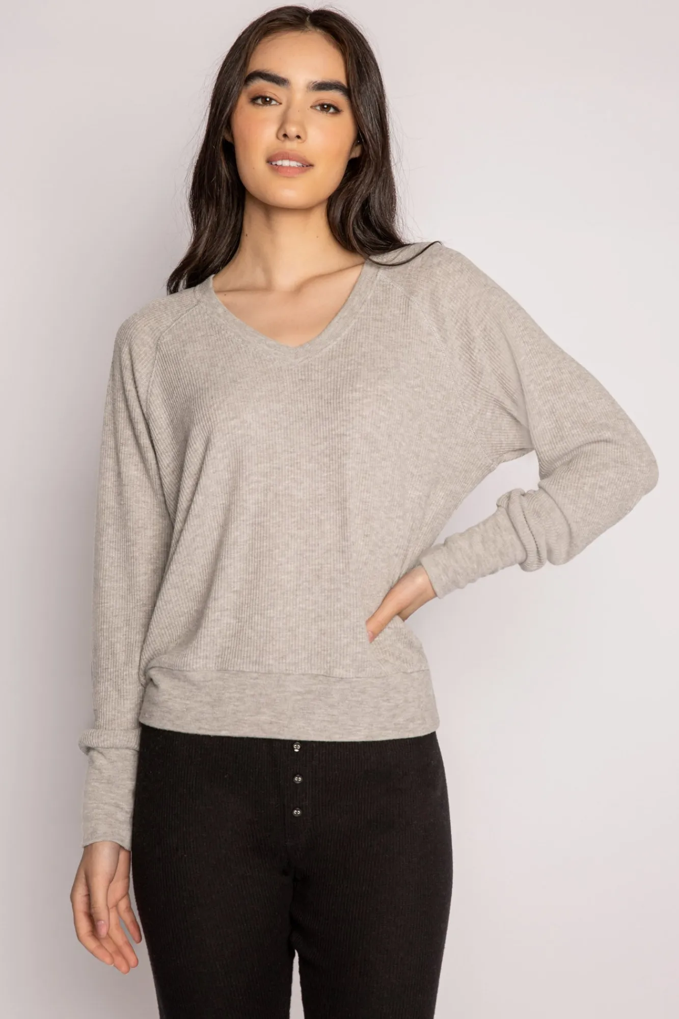 P.J. Salvage Tops | Peachy>Textured Essentials Long Sleeve Top