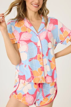 P.J. Salvage Tops | Florals & Botanicals>Tropical Dreams Floral Short Sleeve Top